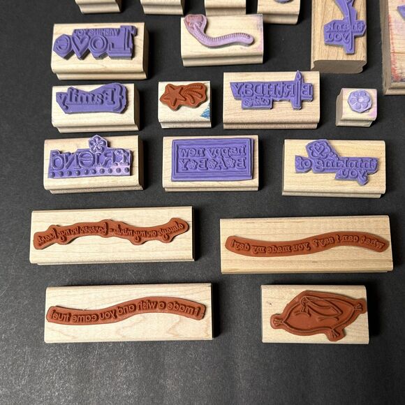Lot of 23 Stampin UP Wood Stamp Stamps Mounted Rubber Mixed Themes Occasions - Picture 10 of 13